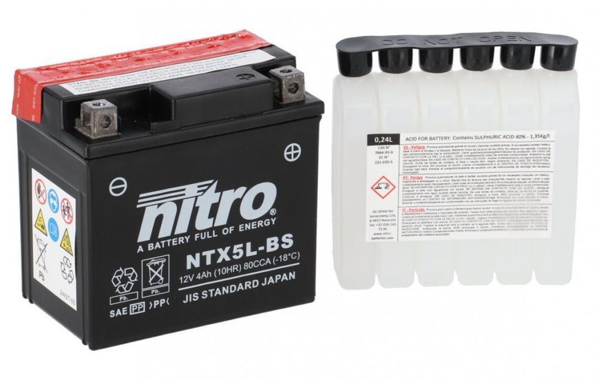 Акумулятор NITRO AGM Open Battery [4 Ah], CCA 80 (A) NTX5L-BS фото