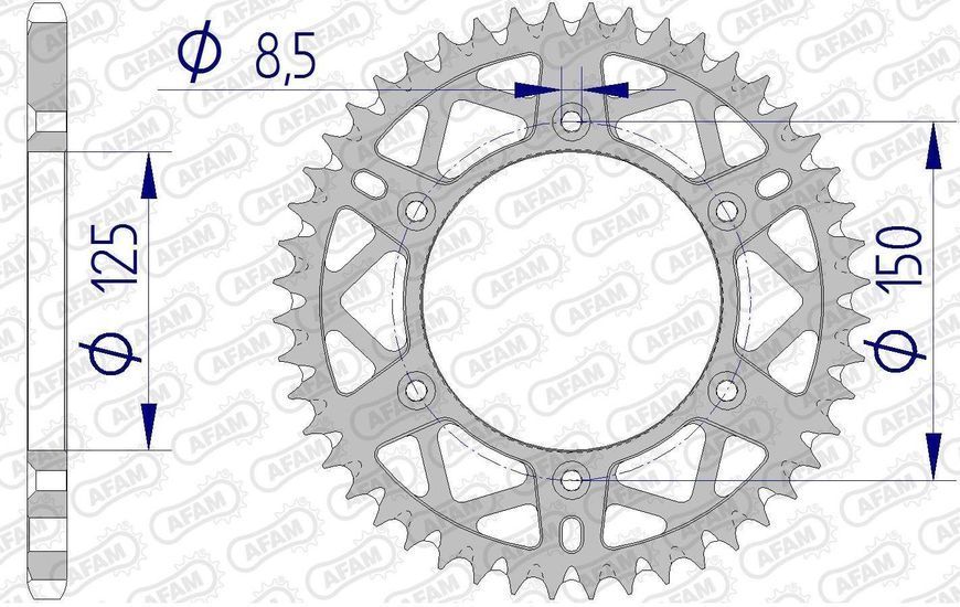 Зірка AFAM AL-Grooved Sprocket 520 - KTM/Husqarna/GasGas [Gun Metal], 52z 72304+52 фото