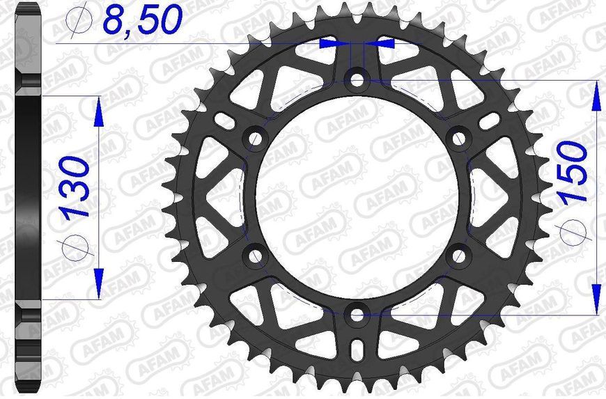 Звезда AFAM AL-Grooved Sprocket 520 - Yamaha [Gun Metal], 50z 13323+50 фото
