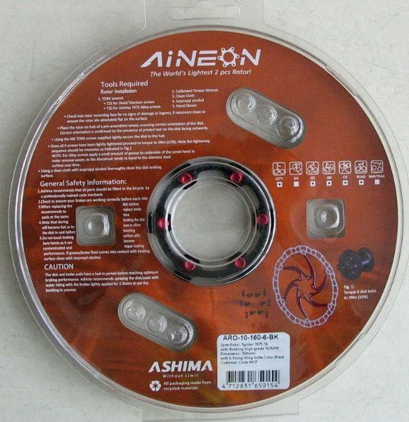 Ротор тормозной Ashima AiNeon 160mm [Black] ARO-10-160-6-BK фото