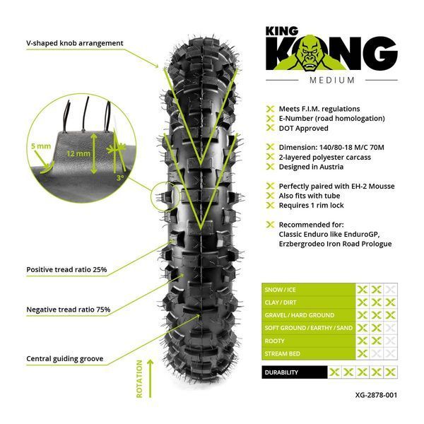 Шина X-GRIP Tyre KING KONG 140/80-18, STICKY XG-2877-001 фото