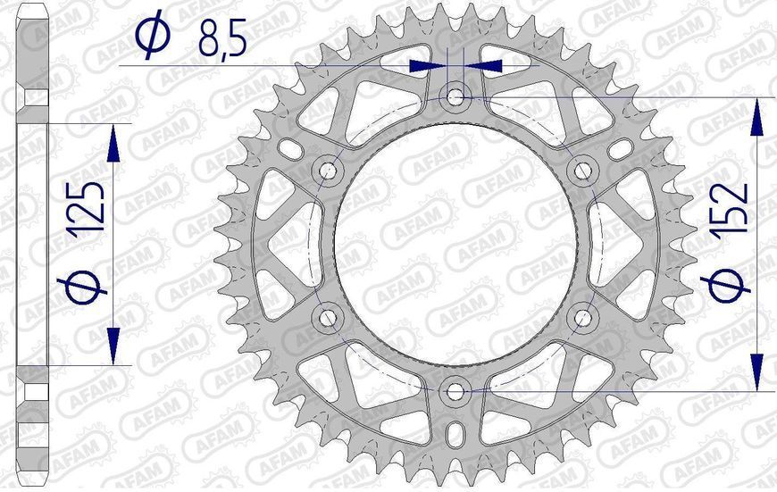 Зірка AFAM 520 AL-Grooved Chainwheel - Beta [Gun Metal], 50z 39300+50 фото