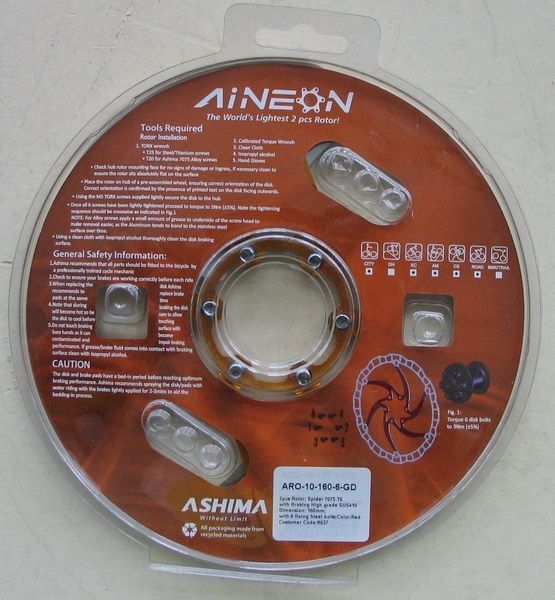Ротор тормозной Ashima AiNeon 160mm [Gold] ARO-10-6-160-GD-ST фото