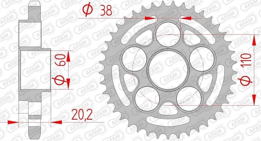 Зірка AFAM Steel Sprocket 525 - Ducati [Silver], 45z 50800-45 фото