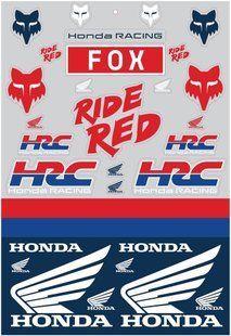 Лист наліпок FOX HONDA&reg; TRACK PACK 12"x18" 32537-922-OS фото