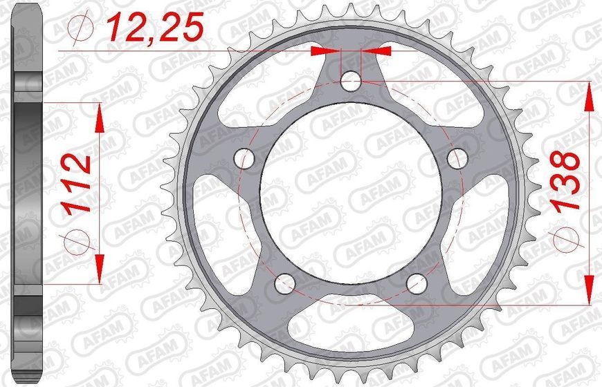 Зірка AFAM Steel Sprocket 525 [Silver], 47z 10613-47 фото