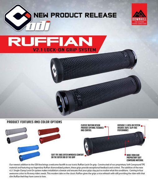 Грипсы ODI Ruffian v2.1 Lock-On MTB 135mm Red D33RFDR-R фото