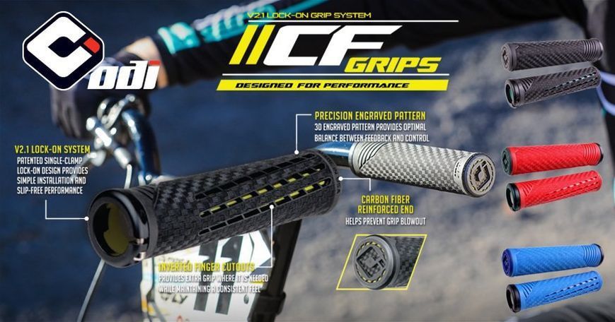 Грипсы ODI CF Grip v2.1 Lock-On Blue/White F35CFUW-B фото