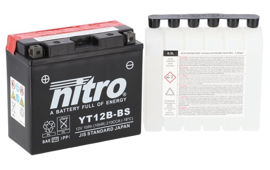 Акумулятор NITRO AGM Open Battery [10 Ah], CCA 210 (A) NT12B-BS фото