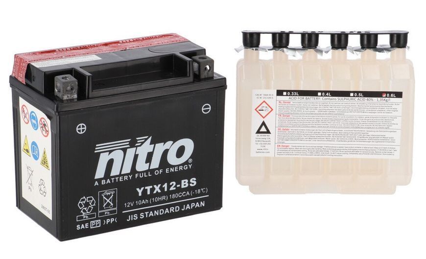 Акумулятор NITRO AGM Open Battery [10 Ah], CCA 180 (A) NTX12-BS фото