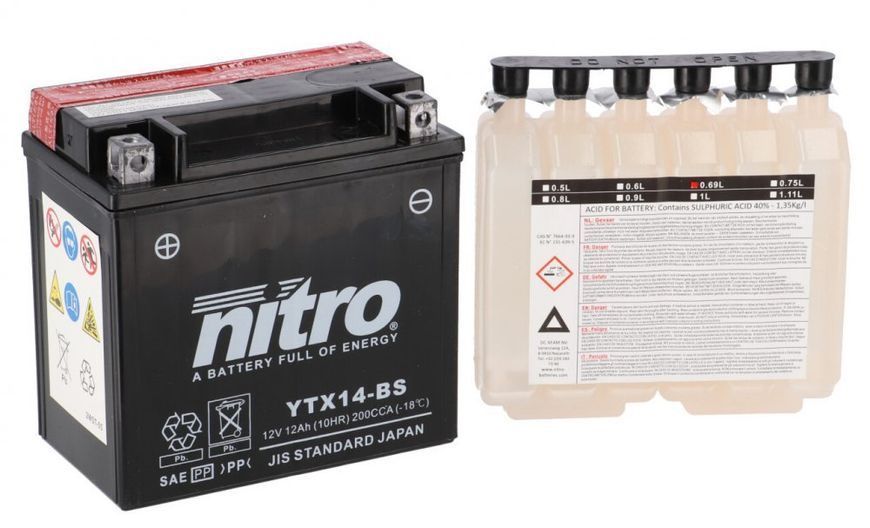 Акумулятор NITRO AGM Open Battery [12 Ah], CCA 200 (A) NTX14-BS фото